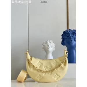 LV專櫃2023新款Over The Moon月亮手袋 M59823黃 路易威登Monogram刺繡腋下肩背斜挎女包 dn1195