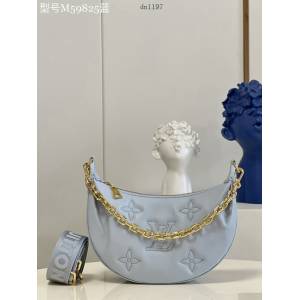 LV專櫃2023新款Over The Moon月亮手袋 M59825藍 路易威登Monogram刺繡腋下肩背斜挎女包 dn1197