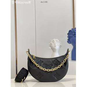 LV專櫃2023新款Over The Moon月亮手袋 M59799黑 路易威登Monogram刺繡腋下肩背斜挎女包 dn1199