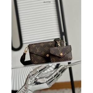 LV專櫃經典款特級全鋼法國原廠皮FéLICIE STRAP&GO手袋女包 M80091 路易威登老花三件套小斜挎包 dn1226