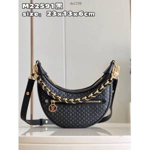 LV專櫃2023新款Loop手袋 M22591黑 路易威登微縮版Monogram花紋腋下包斜挎女包 dn1239