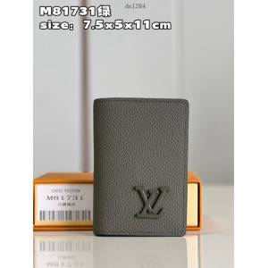 LV專櫃2023新款Aerogram系列男士口袋錢夾卡包 M81731綠 路易威登經典袋裝萬用錢包 dn1264