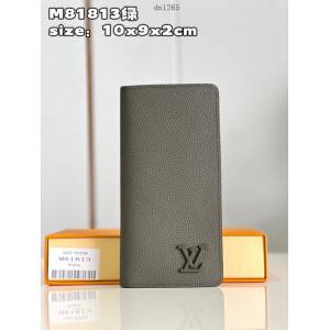 LV專櫃2023新款Aerogram皮革男士長夾錢包 M81813綠 路易威登經典Brazza錢包 dn1265