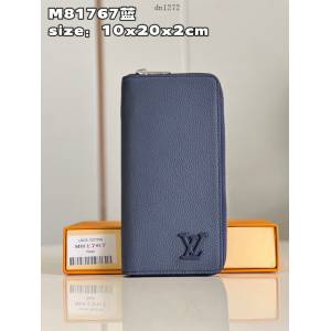 LV專櫃2023新款拉鏈錢包 M81767藍 路易威登黑色牛皮男士拉鏈長夾 dn1272