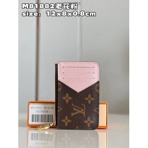 LV專櫃2023新款Romy名片夾 M81882老花粉 路易威登男女款拉鏈零錢卡包 dn1283