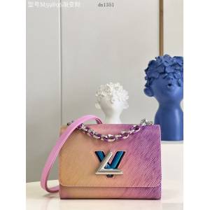 LV專櫃2023新款Twist中號手袋 M59896漸變粉 路易威登單肩斜挎女包 dn1351