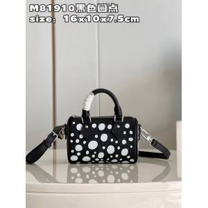 LV專櫃2023新款LV x YK Nano Speedy手袋 M81910黑色圓點 路易威登手提肩背女包 dn1367