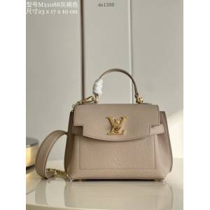 LV專櫃2023新款Lockme Ever迷你手袋 M21088灰褐色 路易威登全皮手提女包 dn1380