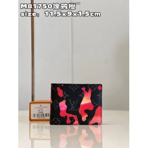 LV專櫃2023新款Room with a View系列Multiple錢夾 M81750塗鴉藍 路易威登飄浮雲朵圖案男士短夾 dn1408