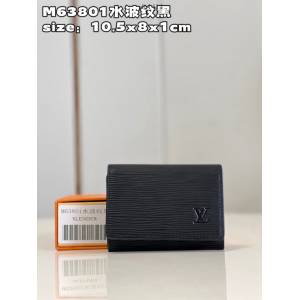 LV專櫃2023新款Enveloppe Carte de Visite名片夾 M63801水波紋黑 路易威登零錢卡包 dn1414