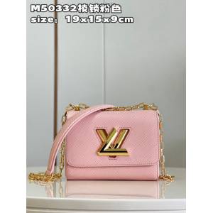 LV專櫃2023新款Twist小號手袋 M50332棱鎖粉色 路易威登Epi皮革鏈條單肩斜挎包 dn1416
