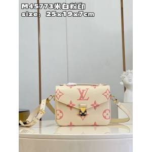 LV專櫃2023新款Pochette Métis手袋 M45773米白粉印 路易威登手提肩背女包 dn1426
