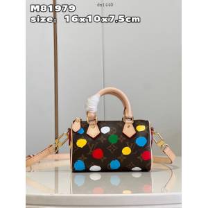 LV專櫃2023新款LV x YK Nano Speedy手袋 M81979 路易威登波點圖案手提枕頭包 dn1440