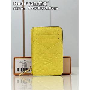 LV專櫃2023新款Romy名片夾 M81882壓花黃 路易威登經典男女款零錢卡包 dn1457