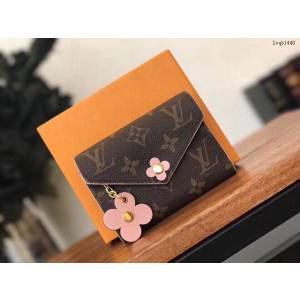 lv錢包 M64203粉色 Victorine錢夾 lv翻蓋女款短錢包  lvqb1440