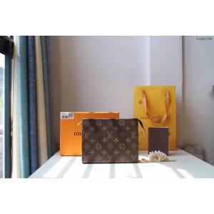lv化妝包 M47544中號 Monogram帆布盥洗袋 lv老花收納袋  lvqb1730