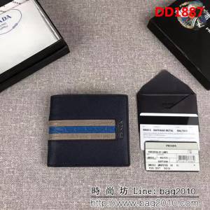 PRADA普拉達 官網同步 專櫃最新款 十字紋牛皮 男士短款錢夾 2M0513 DD1887