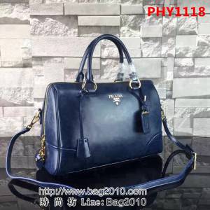 普拉達PRADA原單 0822原版雙色油臘皮PRADA 官網同步 頂級手提肩背包 PHY1118