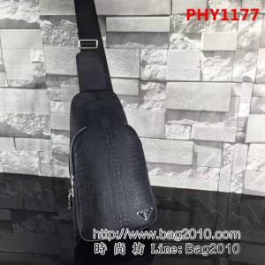 普拉達PRADA原單 最新款男士胸包-專櫃品質 鱷魚頭 男士神必備 PHY1177