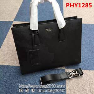 普拉達PRADA原單 2VG011-2FA克色原版十字紋 PRADA男士公事包 PHY1285