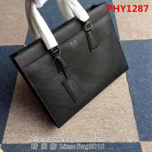 普拉達PRADA原單 最新款2VG014-1F克色原版十字爆款男士商務手提包 PHY1287