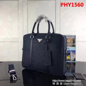 普拉達PRADA原單 2VE368-2E藍色原單荔枝紋PRADA男士公事包 PHY1560