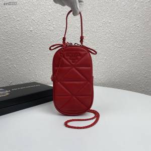 prada女包 普拉達專櫃新款斜挎包 1DH030 Prada紅色手機包  pyd2223