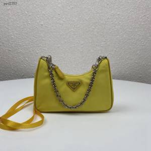 prada女包 普拉達新款mini Hobo小雞黃手拎包 1TT122 Prada單肩斜挎包 Prada三合一腋下包  pyd2353