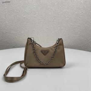 prada女包 普拉達新款mini Hobo杏色手拎包 1TT122 Prada單肩斜挎包 Prada三合一腋下包  pyd2357