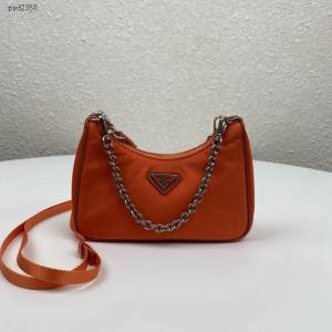 prada女包 普拉達新款mini Hobo橘色手拎包 1TT122 Prada單肩斜挎包 Prada三合一腋下包  pyd2358