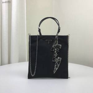 prada女包 普拉達新款手袋 1BA253 楊冪同款閃電水鑽 Prada大號鏈條包 prada手提手拎女包  pyd2372