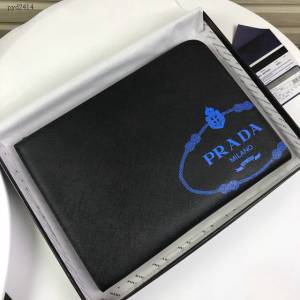 prada手包 普拉達2020最新款皮革手拿包 2VN003 Prada黑色男士手拿包  pyd2414