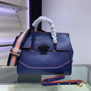 VERSACE女包 杜美莎頭像logo手袋 配色女手提包 大號 範思哲單肩斜挎包 1111  bfd1002