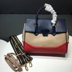 VERSACE女包 杜美莎頭像logo手袋 配色女手提包 大號 範思哲單肩斜挎包 1111  bfd1049