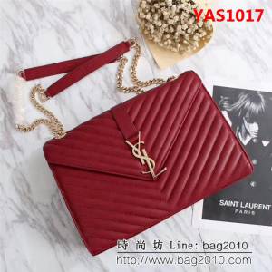 YSL聖羅蘭 經典款 互扣式金屬YSL標誌 原版南非皮肩背包 26588 YAS1017