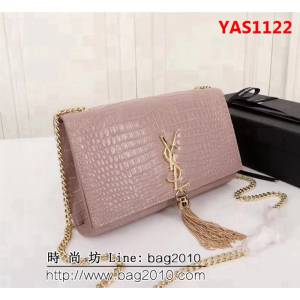 YSL聖羅蘭 經典金扣 鱷魚紋牛皮 時尚流蘇包 26700 YAS1122
