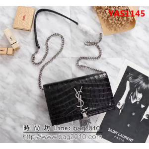 YSL聖羅蘭 爆款 鱷魚紋Saint Laurent 黑色鏈條包 26817-1 YAS1145