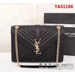 YSL聖羅蘭 經典款 互扣式球紋金屬YSL標誌 原版南非皮肩背包 26588 YAS1186