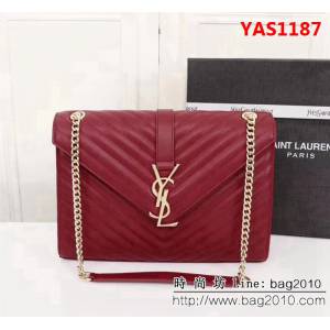YSL聖羅蘭 經典款 互扣式球紋金屬YSL標誌 原版南非皮肩背包 26588 YAS1187