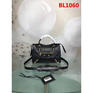 BALENCIAG巴黎世家 歐洲水貨 Balenciaga city mini 小金釘 限量 原廠爆裂紋羊皮黑色 深灰色  BL1060