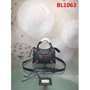 BALENCIAG巴黎世家 歐洲水貨 Balenciaga city mini 小金釘 限量 原廠爆裂紋羊皮黑色 深灰色  BL1063