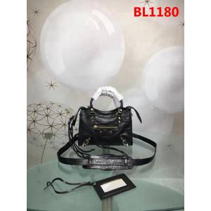 BALENCIAG巴黎世家 歐洲水貨 Balenciaga city mini 小金釘 限量 原廠爆裂紋羊皮黑色 手提肩背包  BL1180