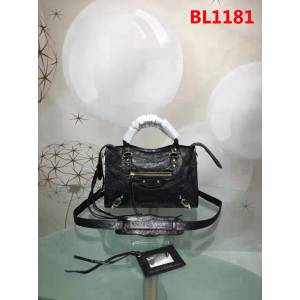 BALENCIAG巴黎世家 歐洲水貨 Balenciaga city mini 小金釘 限量 原廠爆裂紋羊皮黑色 手提肩背包  BL1181