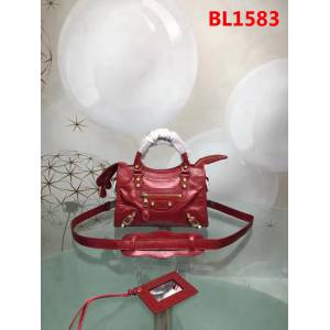 BALENCIAG巴黎世家 義大利進口 原版油蠟頭層牛皮 香皮小銀釘 時尚百搭 手提肩背斜挎包  BL1583