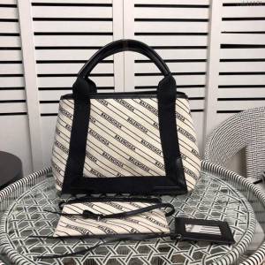 Balenciaga女包 巴黎世家最新款斜條紋字帆布包 Balenciaga斜條紋字新版一行字 中號手提包  csbl1181