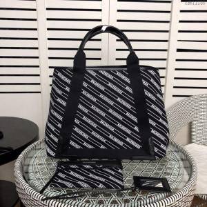 Balenciaga女包 巴黎世家最新款斜條紋字帆布包 Balenciaga斜條紋字新版一行字 大號手提包  csbl1185