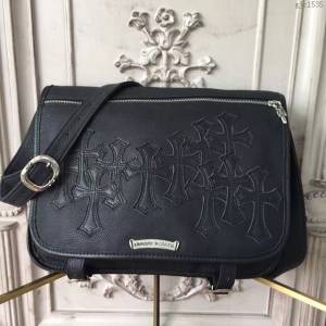 chrome hearts包 克羅心公事包 S925純銀 YKK拉鏈 手工刺繡多十字架蓋頭 克羅心男士斜挎包  gjc1535