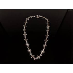 chrome hearts銀飾 克羅心十字花項鏈 克羅心純銀項鏈 克羅心首飾品  gjc2011