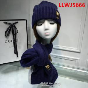 GUCCI古馳 兔絨+羊絨針織圍巾帽子套裝 百搭情侶款 LLWJ5666