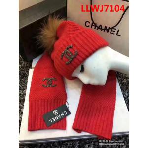 CHANEL香奈兒 原單保暖又時尚 兔絨+羊毛帽子圍巾套裝 LLWJ7104